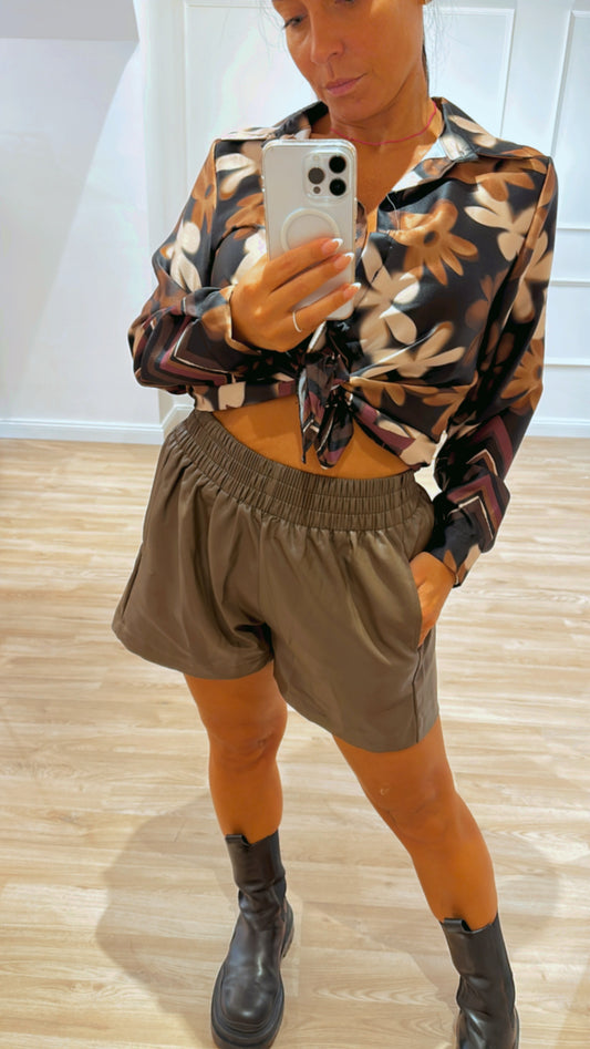 Faux leather shorts